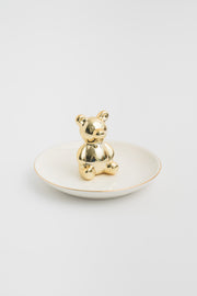 Gold Teddy Bear Trinket Dish