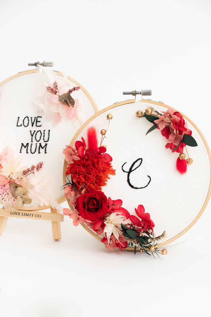 Garden of Hoop Personalised Embroidery with Preserved Flowers