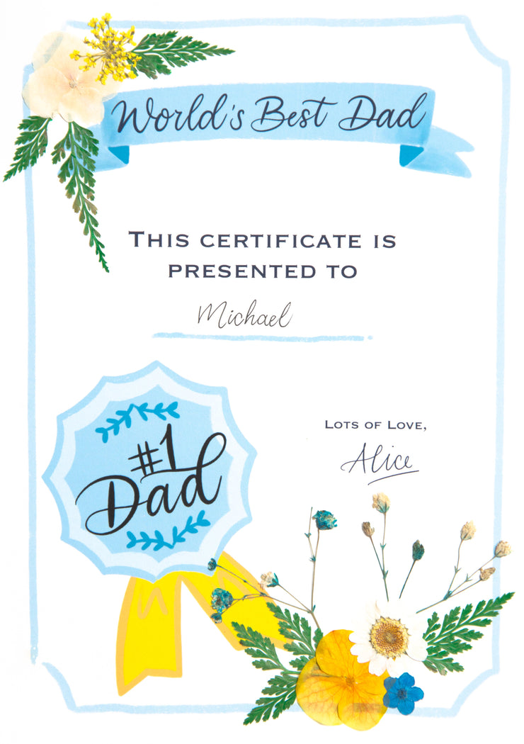 Artprint with Pressed Flower-Best Dad Cert-Love Limzy Co.