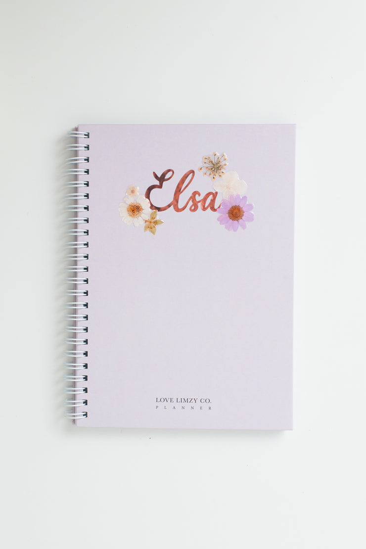 Floral Diary Personalised Undated Monthly Planner | Dusty Lavender