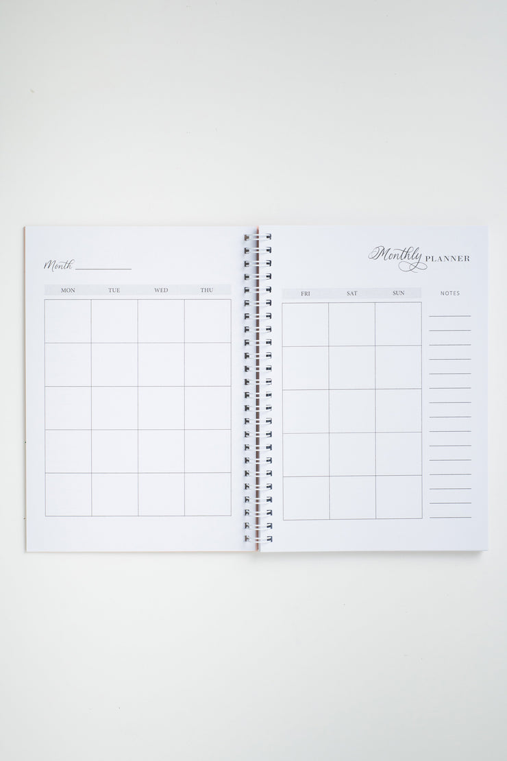 Floral Diary Personalised Undated Monthly Planner | Apricot Peach