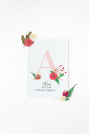 Floral Alphabet - Rosy Pink