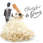 Artprint with Preserved Flowers-Backview Couple-Cream White-Classic Square ( 25 x 25 cm )-Completed Piece-Love Limzy Co.