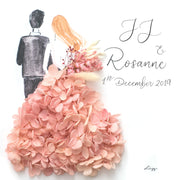 Artprint with Preserved Flowers-Backview Couple-Peach Pink-Classic Square ( 25 x 25 cm )-Completed Piece-Love Limzy Co.