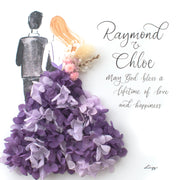 Artprint with Preserved Flowers-Backview Couple-Royal Purple-Classic Square ( 25 x 25 cm )-Completed Piece-Love Limzy Co.