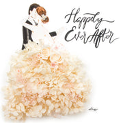 Artprint with Preserved Flowers-Dancing Couple-Cream White-Classic Square ( 25 x 25 cm )-Completed Piece-Love Limzy Co.