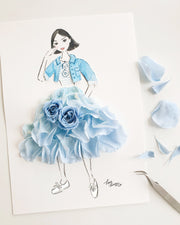 Artprint with Preserved Flowers-Denim Darling-Regular A4 ( 25 x 34 cm )-Completed Piece-Love Limzy Co.