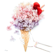 Artprint with Preserved Flowers-Don't Worry Eat Ice Cream-Berries Pink-Classic Square ( 25 x 25 cm )-Completed Piece-Love Limzy Co.