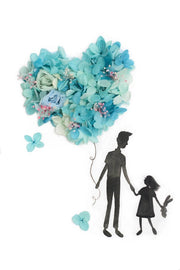 Artprint with Preserved Flowers-Father and Child-Father and Daughter-Petite A5 ( 18 x 24 cm )-Love Limzy Co.