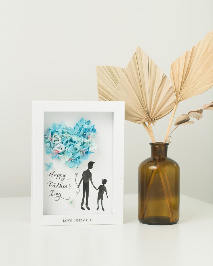 Artprint with Preserved Flowers-Father and Child-Father and Son-Petite A5 ( 18 x 24 cm )-Love Limzy Co.