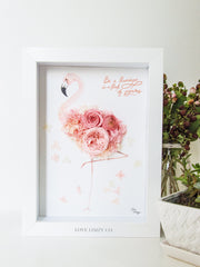 Artprint with Preserved Flowers-Floral Flamingo-Love Limzy Co.