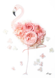 Artprint with Preserved Flowers-Floral Flamingo-Petite A5 ( 18 x 24 cm )-Completed Piece-Love Limzy Co.