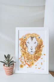 Artprint with Preserved Flowers-Floral Lion-Love Limzy Co.