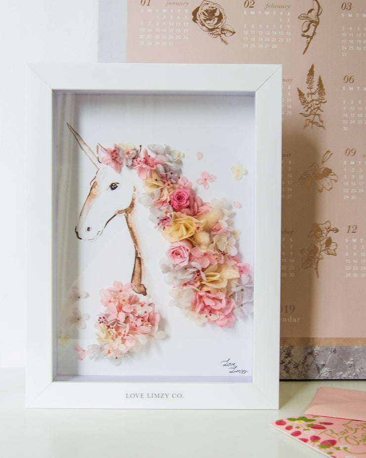 Artprint with Preserved Flowers-Floral Unicorn-Love Limzy Co.