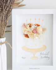 Artprint with Preserved Flowers-Fruity Caramel Birthday Cake-Love Limzy Co.