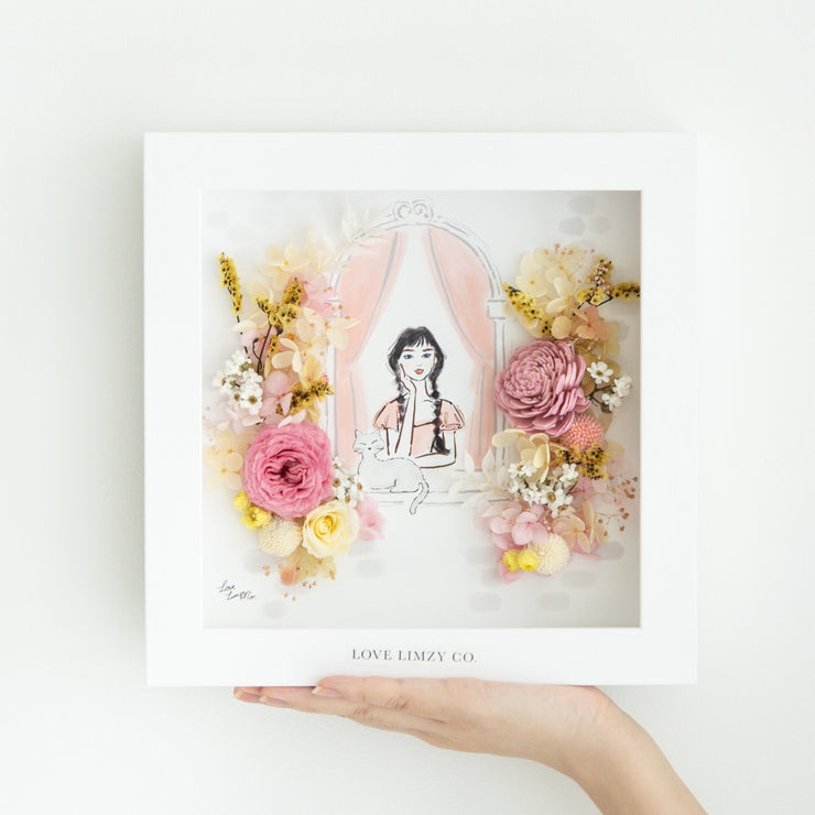 Artprint with Preserved Flowers-Girl By The Window-Love Limzy Co.