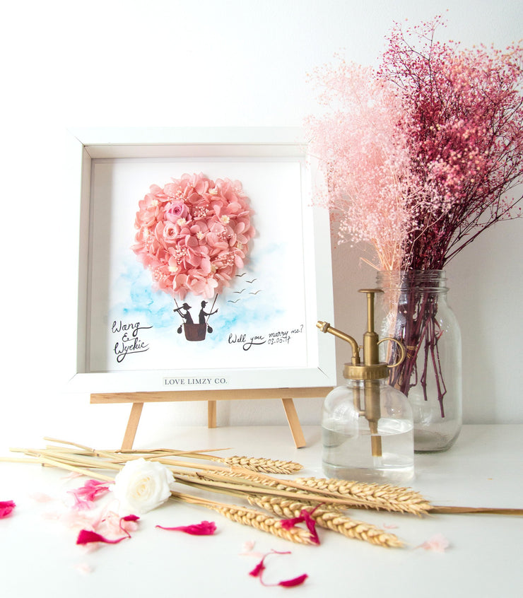 Artprint with Preserved Flowers-Hot Air Balloon-Love Limzy Co.