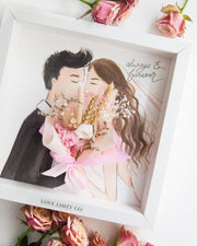 Artprint with Preserved Flowers-Kissing Couple-Love Limzy Co.