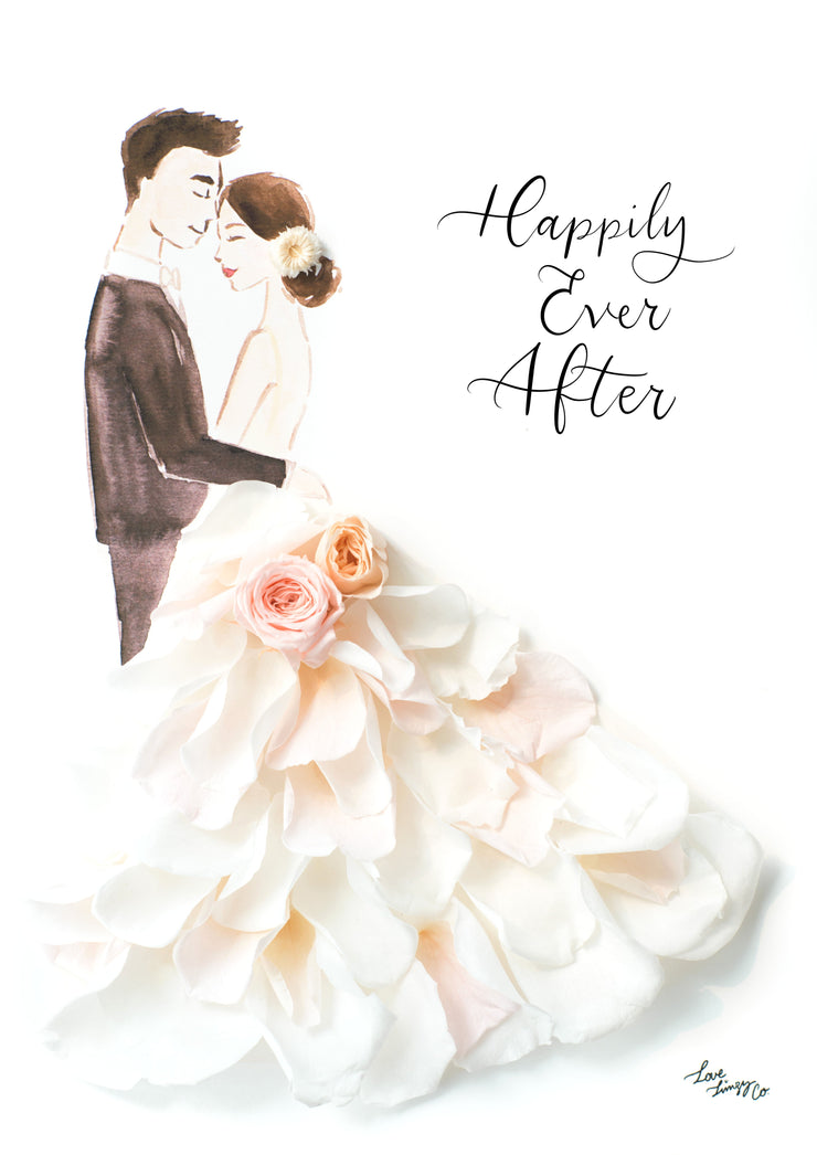 Artprint with Preserved Flowers-La Vie En Rose Couple-Cream White-Petite A5 ( 18 x 24 cm )-Completed Piece-Love Limzy Co.