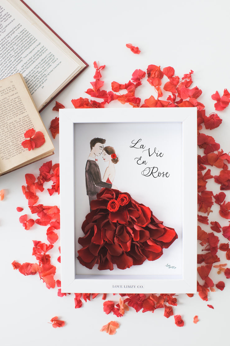 Artprint with Preserved Flowers-La Vie En Rose Couple-Love Limzy Co.
