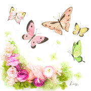 Artprint with Preserved Flowers-Large Butterfly Garden-Classic Square ( 25 x 25 cm )-Completed Piece-Love Limzy Co.