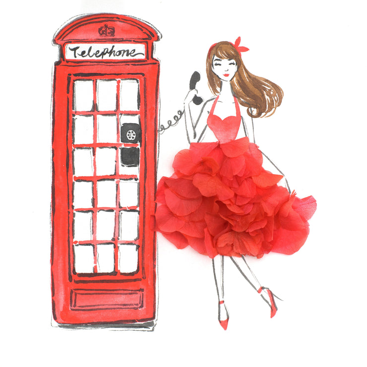 Artprint with Preserved Flowers-London Phone Booth-Love Limzy Co.