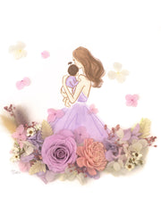 Artprint with Preserved Flowers-Mother's Hug-Petite A5 ( 18 x 24 cm )-Dusty Lavender-Completed Piece-Love Limzy Co.