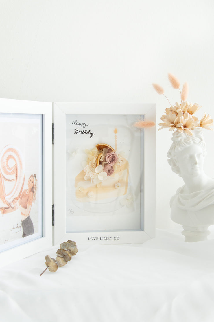 Artprint with Preserved Flowers-Orange Slice Cake-Book Frame ( 35 x 25 cm )-Completed Piece-Love Limzy Co.