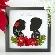 Artprint with Preserved Flowers-Vintage Couple Silhouette Portrait-Love Limzy Co.