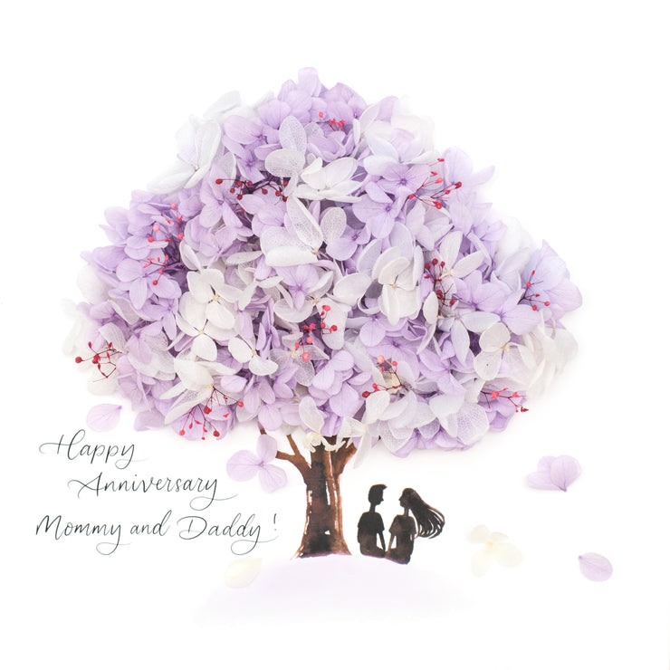 Artprint with Preserved Flowers-Wishing Tree-Dusty Lavender-Classic Square ( 25 x 25 cm )-Completed Piece-Love Limzy Co.