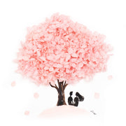 Artprint with Preserved Flowers-Wishing Tree-Peach Pink-Classic Square ( 25 x 25 cm )-Completed Piece-Love Limzy Co.