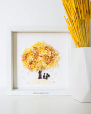 Artprint with Preserved Flowers-Wishing Tree-Sunshine Yellow-Classic Square ( 25 x 25 cm )-Completed Piece-Love Limzy Co.