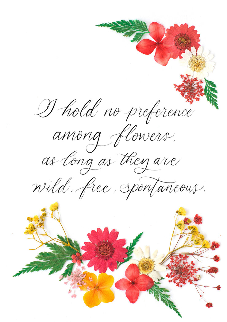 Artprint with Pressed Flower-Customised quote with pressed flowers-Petite A5 ( 18 x 24 cm )-Red Garden-Love Limzy Co.