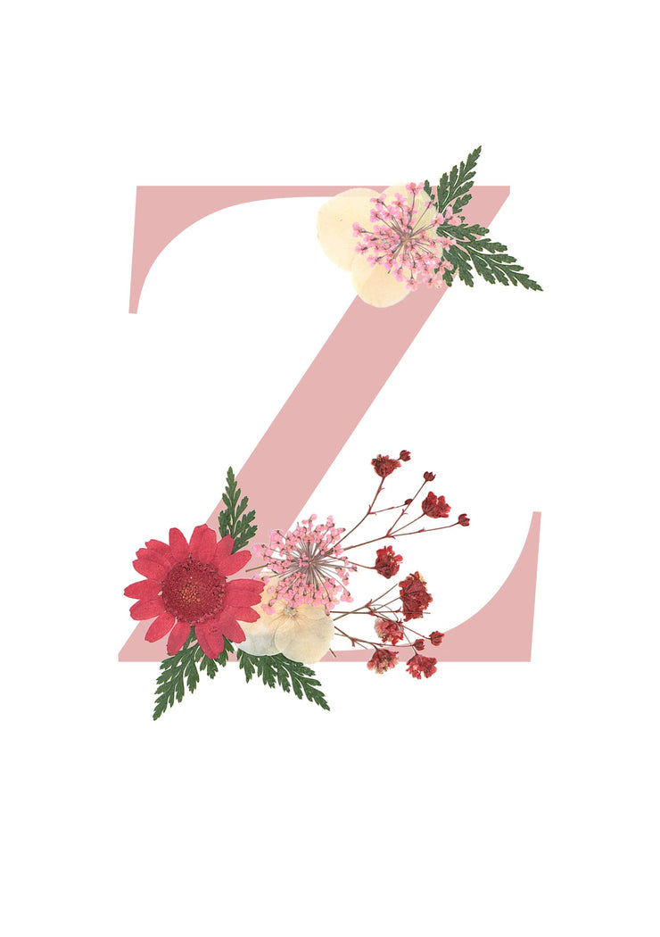 Artprint with Pressed Flower-Flower Alphabet Letter-Love Limzy Co.