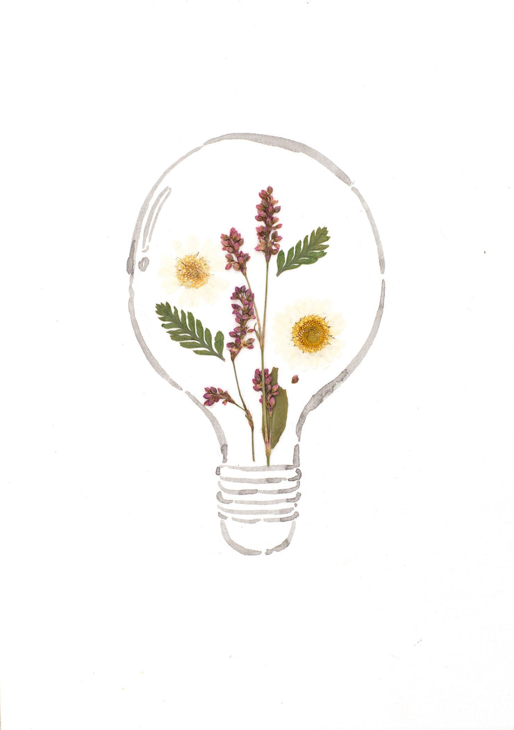 Artprint with Pressed Flower-Flower Lightbulb-Love Limzy Co.
