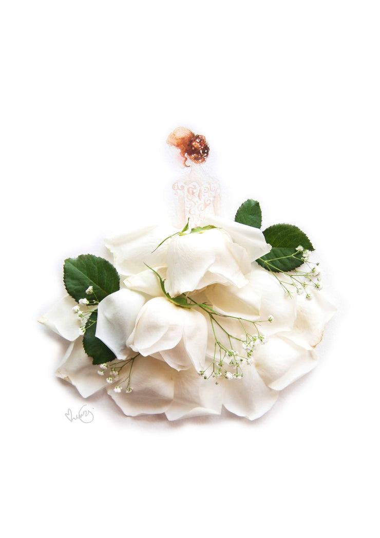 Digital Artprint-White Rose Bride-Petit A5-Love Limzy Co.